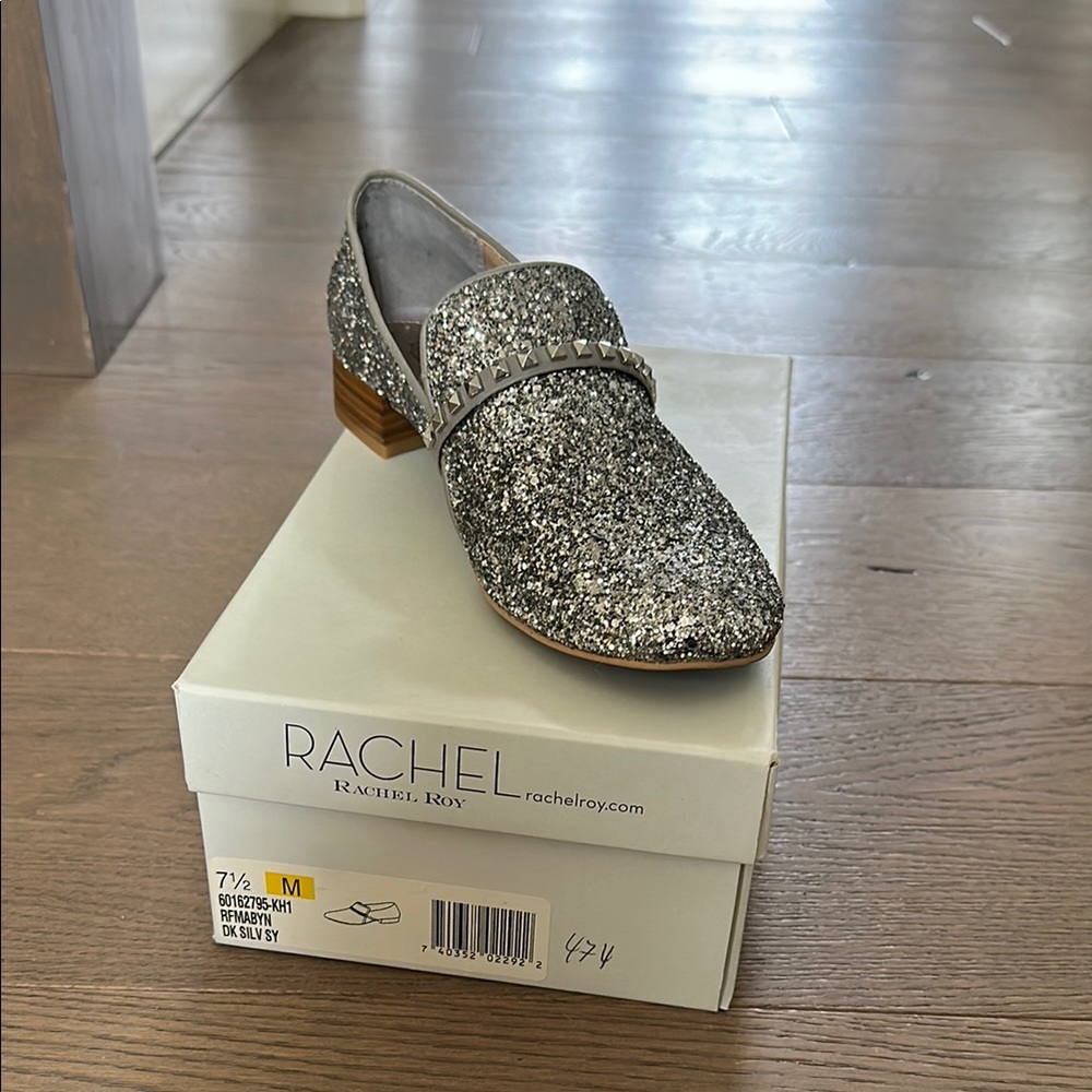 RACHEL Rachel Roy Silver Glitter Loafers